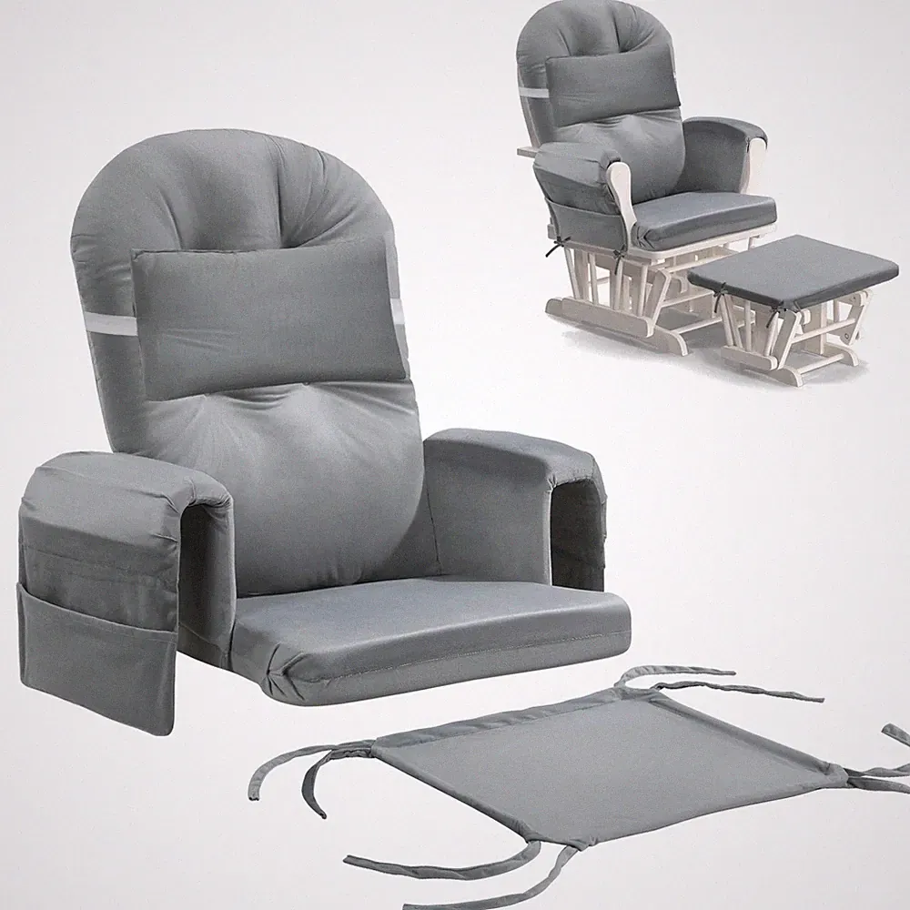 6 PCS Glider Rocker Replacement Cushions with Storage Side Pocket,Foam & Micr...