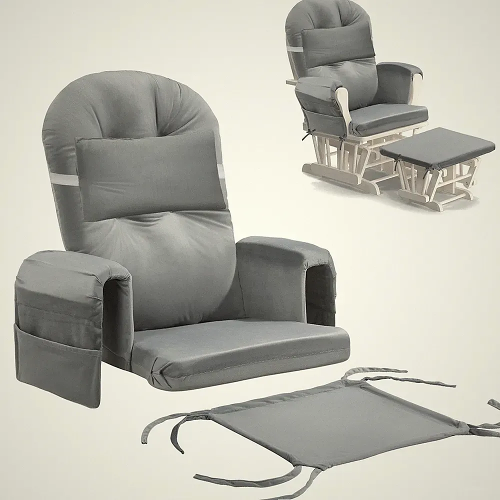 6 PCS Glider Rocker Replacement Cushions with Storage Side Pocket,Foam & Micr...