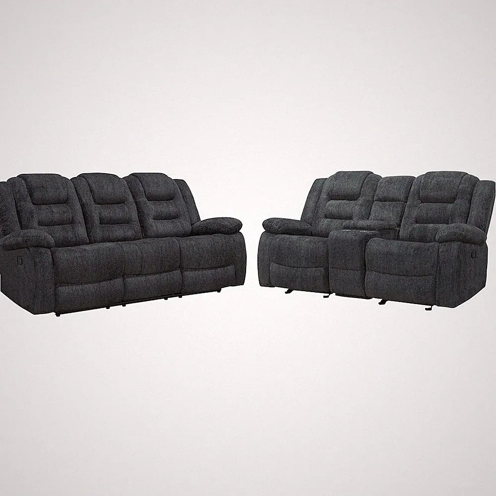 Bolton - Misty Storm Manual Glider Reclining Sofa and Loveseat