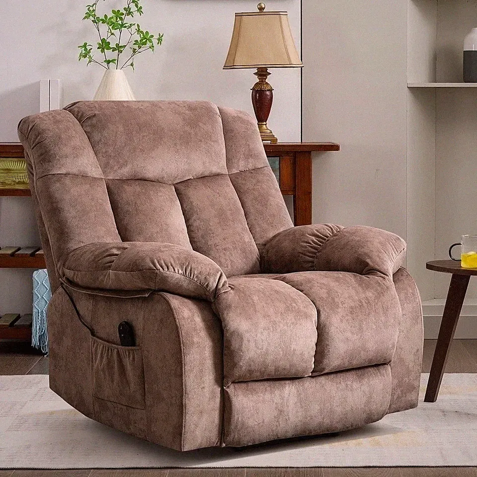 Heavy Duty Beige Power Lift Recliner Overstuffed Armchair Recliners Taupe Brown