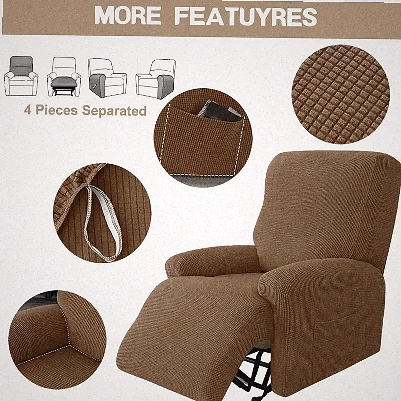 Jacquard Recliner Cover Elastic Armchair Cover Adjustable Chair Cover Slipcovers