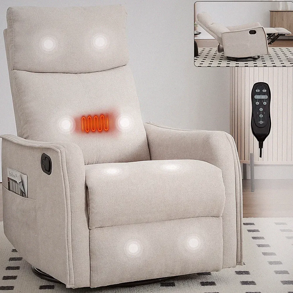 Massage Heat Manual Swivel Rocker Recliner Chair Rocking Chair Nursery Glider