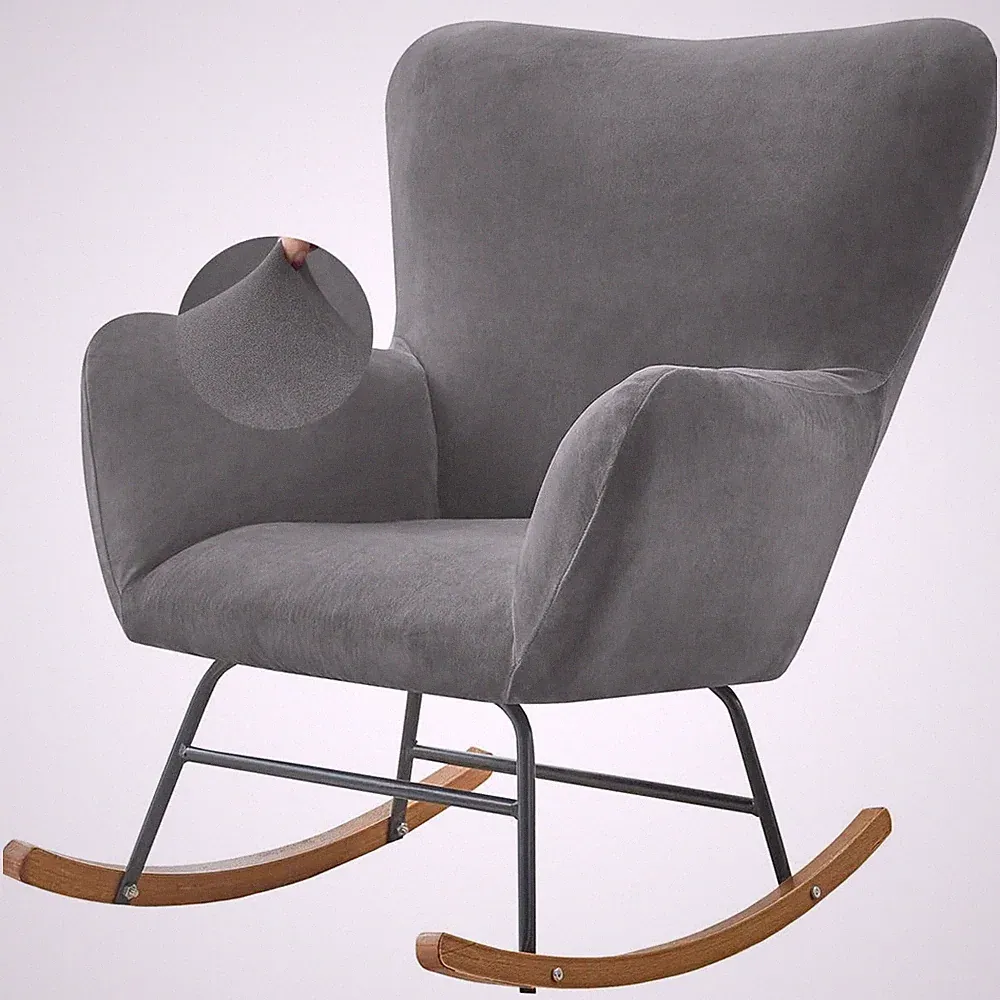 Nursery Rocking Chair Cover Velvet Rocker Glider Chairs Cover Slipcovers Stre...