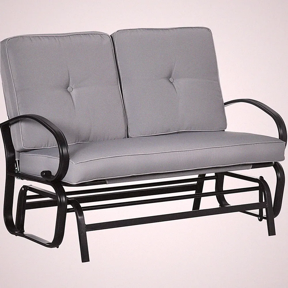 Outdoor Glider Bench 2-Person Patio Rocker Loveseat for Porch Garden Backyard