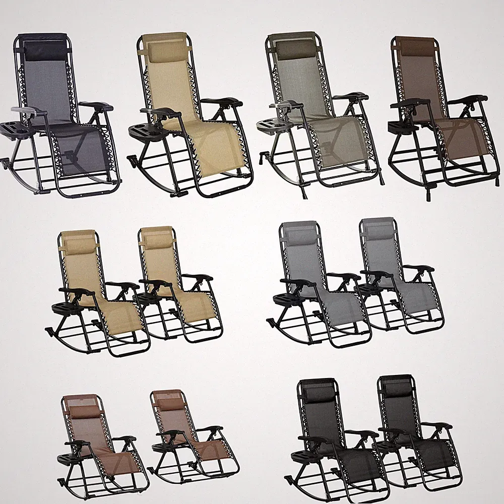 Outsunny Zero Gravity Reclining Rocker, Folding, Pillow, Cup Holder