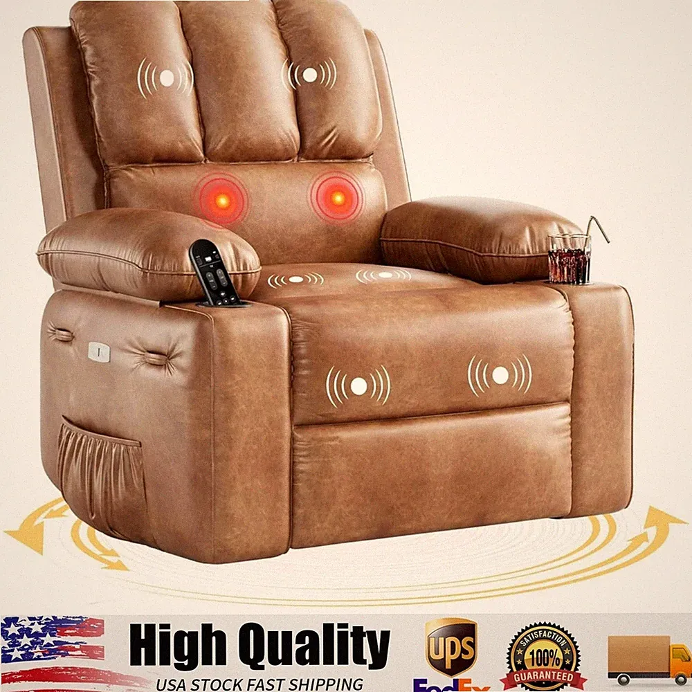 Oversized Electric Recliner Chair, Massage Rocking Chair, 360° Swivel for Adults