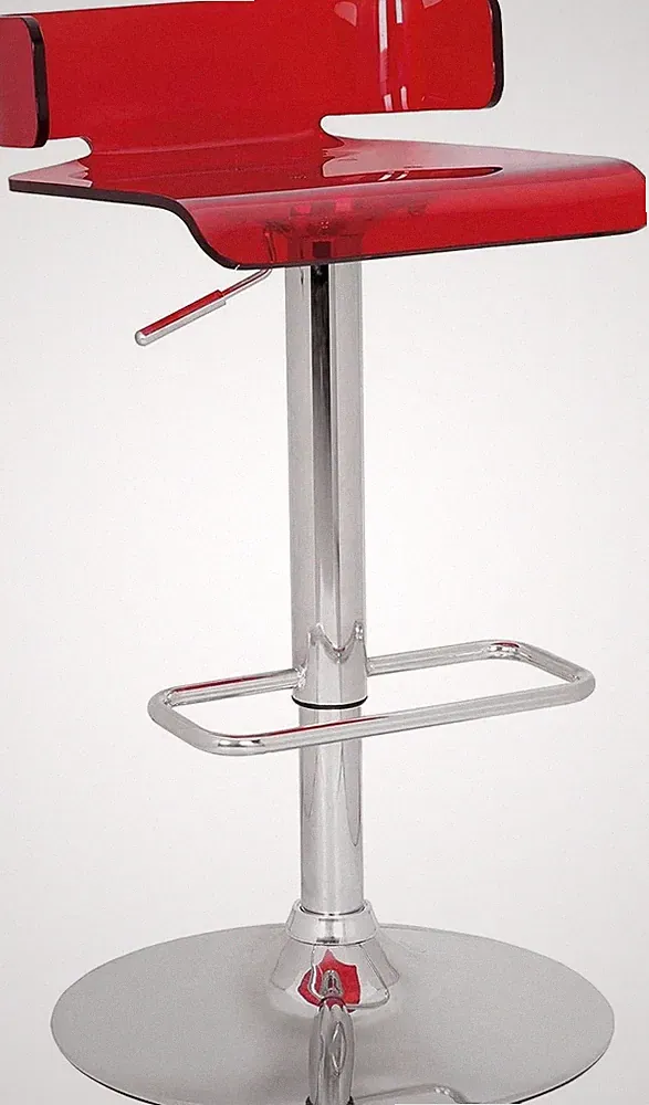 Pemberly Row Swivel Adjustable Bar Stool in Red