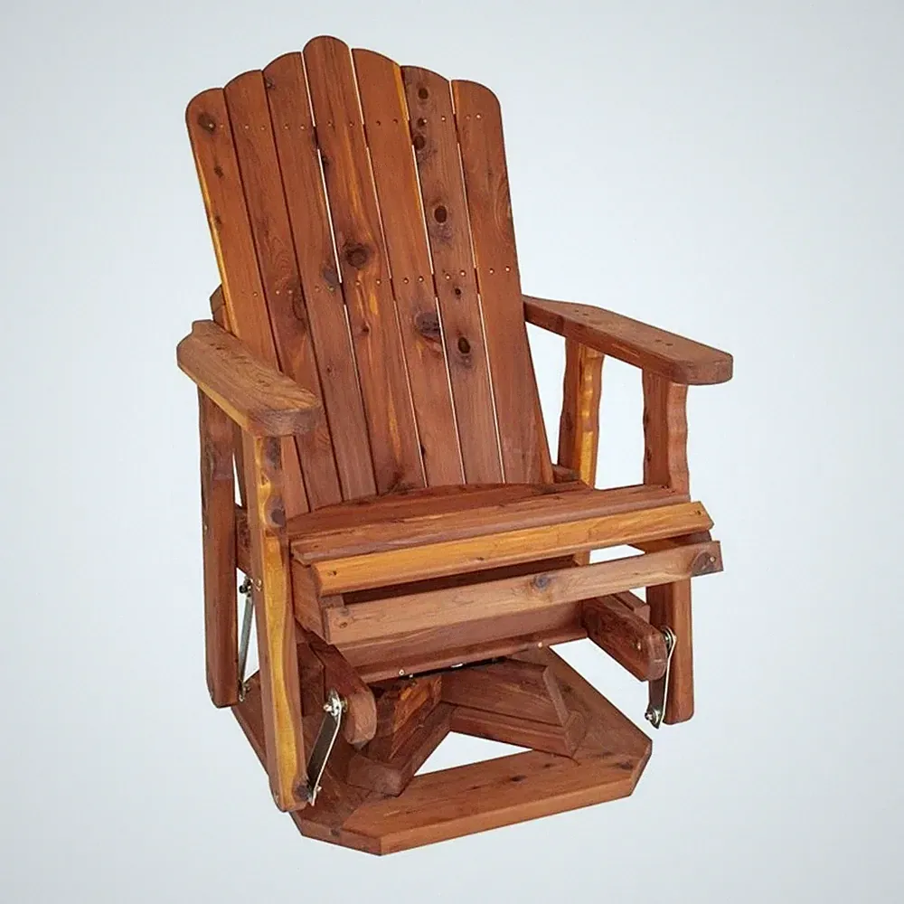 Pemberly Row Traditional 23" Solid Wood Cedar Adirondack Swivel Glider in Brown