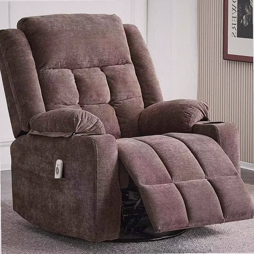 Power Swivel Rocker Recliner Chair Massage Heat USB Type-C Electric Glider