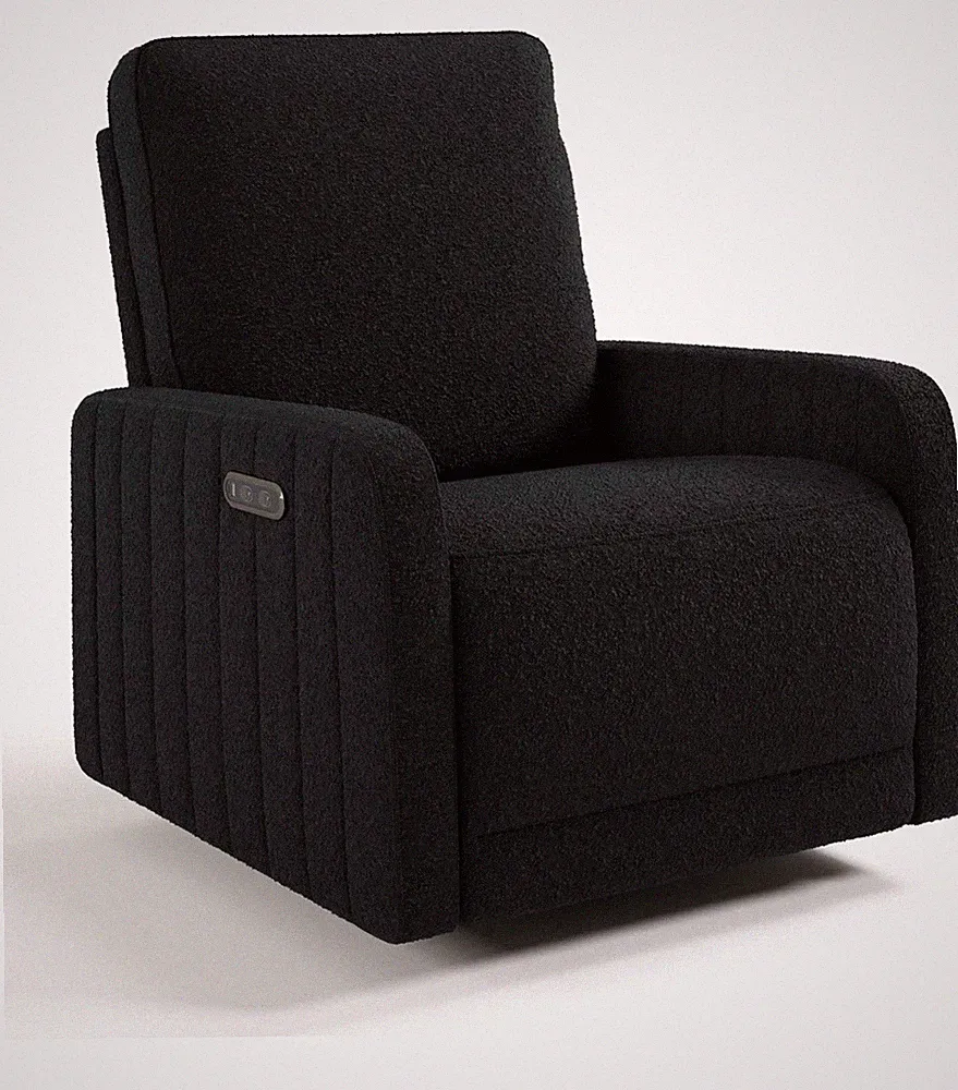 Storkcraft Kyoto Deluxe Extra-Wide Power Recliner Swivel Glider (Black Boucle)