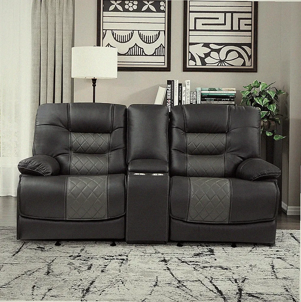 Suisun Two-Tone Gray Double Glider Reclining Loveseat for Cozy Comfort
