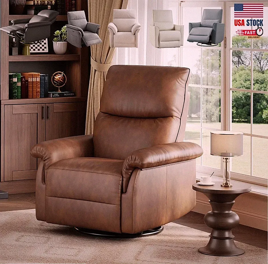 Upholstered Reclining Sofa Chair Recliner Chair 360° Swivel Rocker Glider Chair