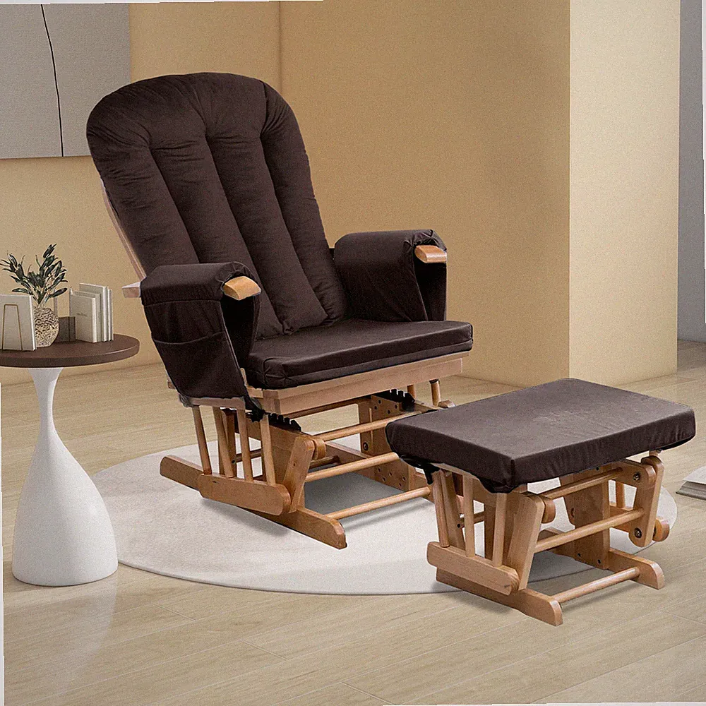 Velvet Glider Rocking Chair Cushion Recliner Ottoman Replacement Pad Non-slip