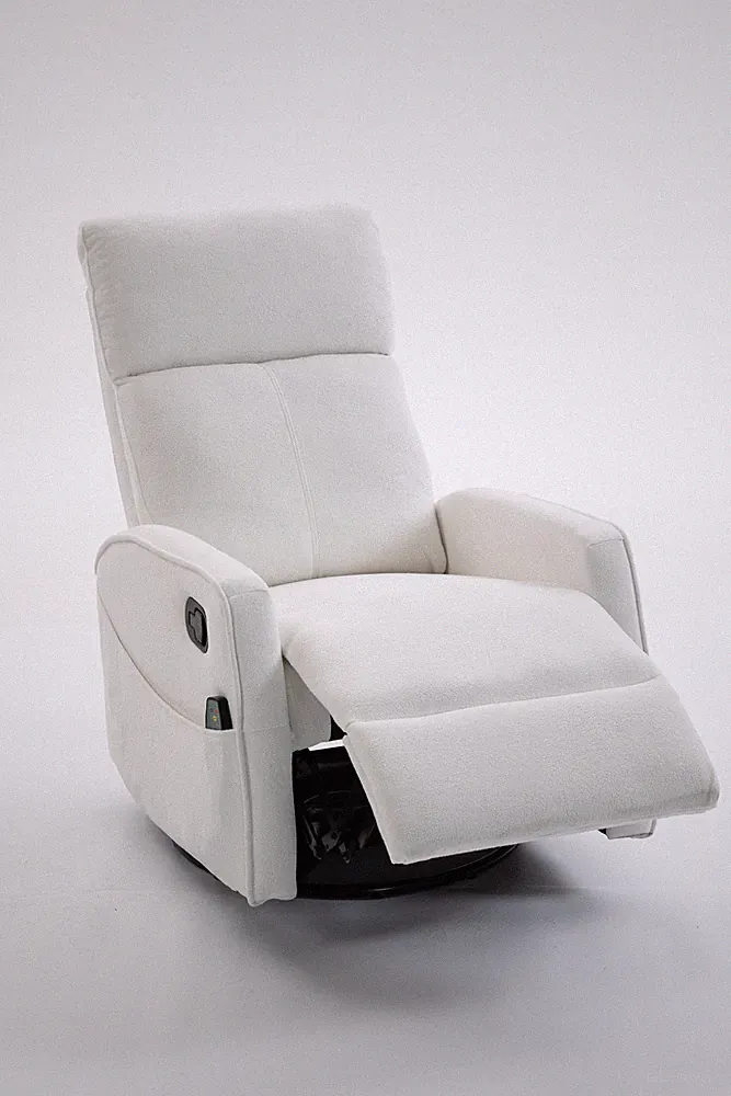 Velvet Swivel Recliner Chair Manual Plush Upholstery Living Room Office