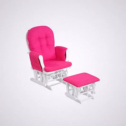 Wood Glider and Ottoman Set with Padded Armrests and Detachable Cushion-Heart Pi